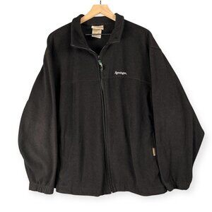 VTG Remington Fleece Jacket Men’s Large Black Full Zip Outdoor Hunting Warm